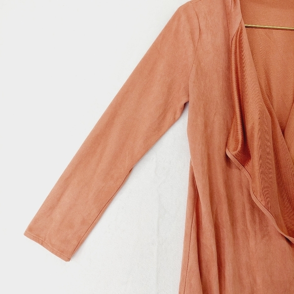 Essue Orange Knit Lagenlook Open Front Long Cardigan Wrap Coat P2081 - Picture 4 of 7